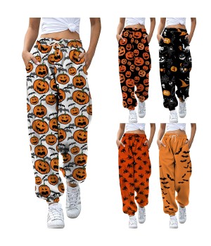 Halloween Pajama Pants Women halloween elements design Halloween Costumes Lounge Pants Trousers Women