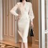 ZYHT 51135 New Collection of Women XL Dresses Chic High Waist Sequin Formal Office Pencil Long Sleeve Dresses Lady Elegant