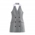 2024 autumn new women's clothing sweet and fashionable temperament splicing mini hanging neck collar dress