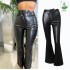 Women's Flare Pants & Trouser Pu Leather Ladies High Waist Irregular Tight Straight Long Pants Fall Winter 2023 Women Clothes