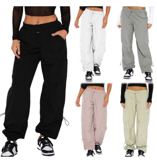 New cargo pants custom women's pants & trousers cargo streetwear fashion solid color loose lace up pant