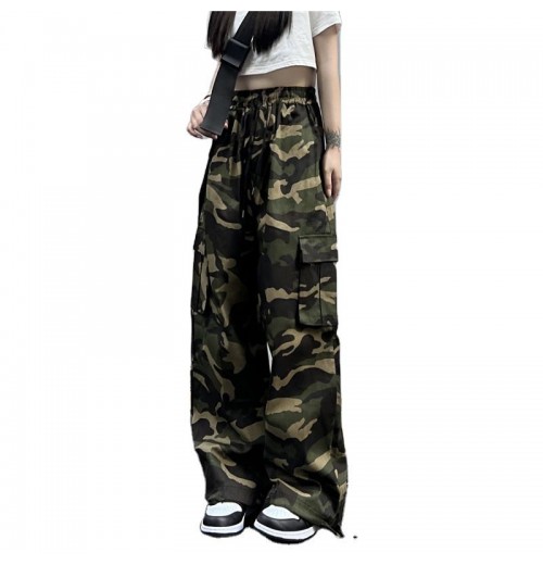 RG-Wholesale Camo Cargo Parachute Pant High Street Fashionable Loose Women'S Pants & Trousers