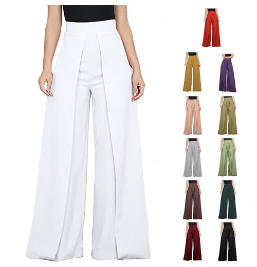 Hot Sale Fashion Long Plain Casual Wide Leg Women's Pants Trousers