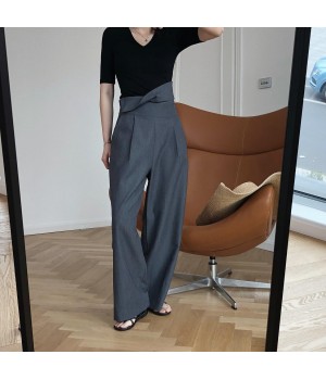 Wholesale 2023 Spring New European and American High Waist Straight Leg Wide Leg Loose Slim Fashion Casual Women's Pants