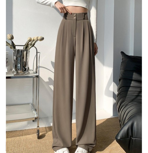 Women's High-Class Solid Color Loose Fit Wide Leg Trousers