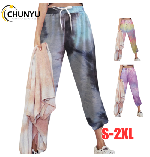 Harajuku Tie Dye Sweatpants Women Rainbow Color Loose Sweat Trousers Streetwear Casual Hip Hop Mid Waist Harem Pants Joggers