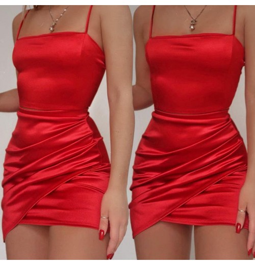 Hot Selling New Women's Clothing With Pleated Straps Solid Color Sexy Casual Women's Dress On Sale