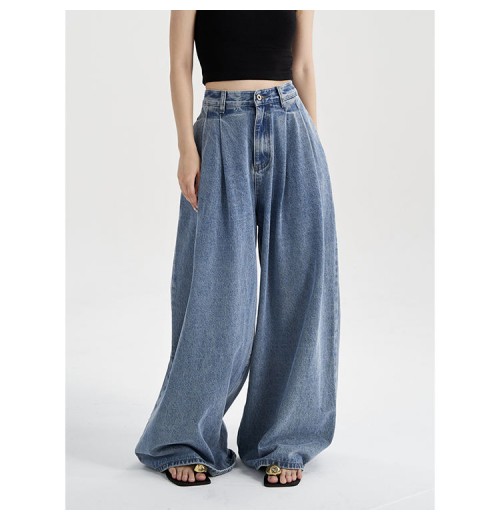 2024 New Jeans For Women High Waist Straight Loose Street Casual Pants Women Customised Hip Hop Baggy Wide Leg Pants