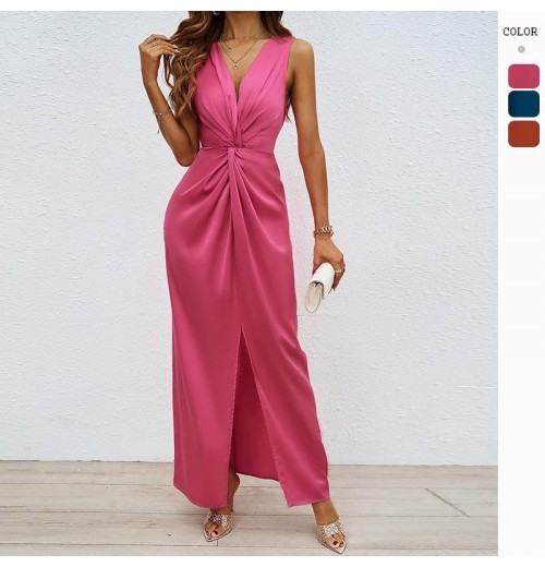 Wholesale women's clothing new arrival 2024 summer women fashion sexy sleeveless long dress holiday dress woman