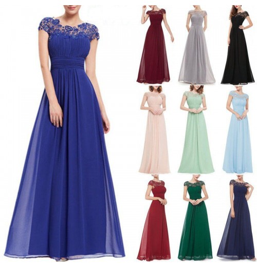 Women's Evening Party Long Elegant Lace Dress Bridesmaid Wedding Mother Of Bride Casual Dresses