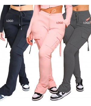 Custom Winter Casual Streetwear Women Velvet Cargo Pants Women Clothing Multi Pockets Joggers Legging Women'S Pants & Trousers