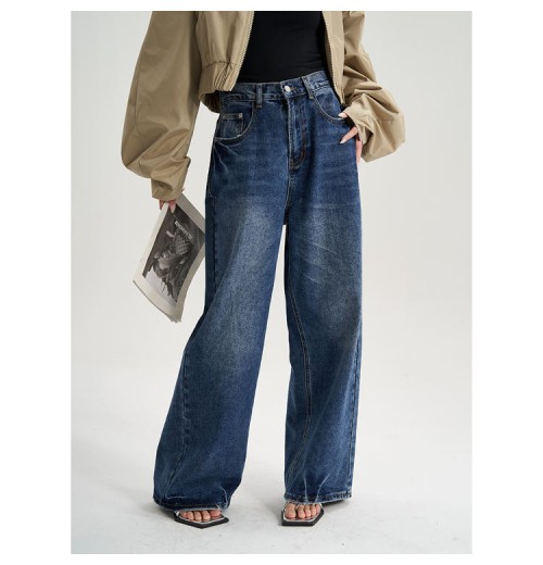 High Waist Wide Leg Jeans Loose Wide Leg Girls trousers Street Vertical Sense Straight Dragging Pants