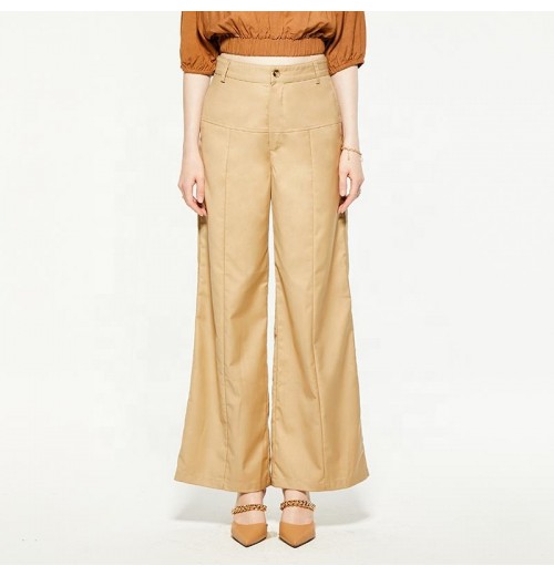 Custom Autumn New High Waist Pants Khaki Color Daily Pants Loose Relax Pants