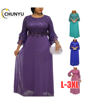 Plus Size African Party Dresses for Women 2022 New Fashion Dashiki Ankara Lace Wedding Gowns Elegant Turkey Muslim Maxi Dress