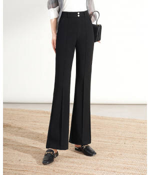 Women's Fashion Long Trousers Modern Style Solid Color elastic waist wide-leg suit pants For Office Ladies