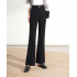 Women's Fashion Long Trousers Modern Style Solid Color elastic waist wide-leg suit pants For Office Ladies