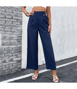 Wide Leg Pants Elastic Waist Women Trousers Fashion Lady Office Long Pants