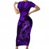 Custom Clothing Women's Hibiscus Flower and Hook Print Purple Hawaii Dresses Causal