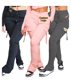 Custom Logo Winter Casual Streetwear Women Cargo Pants Women Clothing Multi Pockets Joggers Legging Women's Pants & Trousers