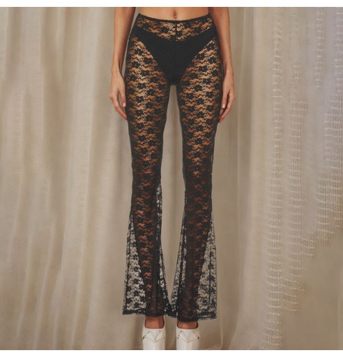 YISAN D24PT002 Wholesale OED ODM 2024 Women Clothes Sexy Lace High Waist Flare Pants Women's Pants Trousers