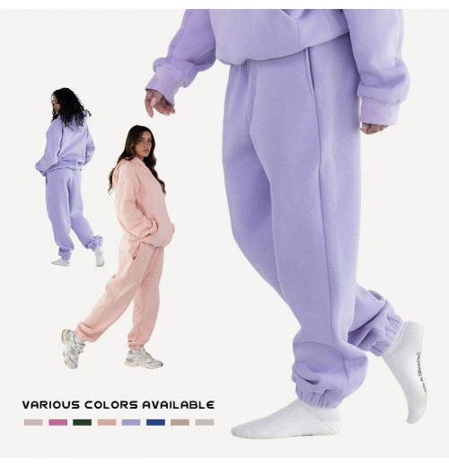 OEM/ODM Custom Pastel Sweatpants Unisex Straight-leg Fit Fleece Purple Jogger Pants Women Casual Trousers Manufacturer Wholesale