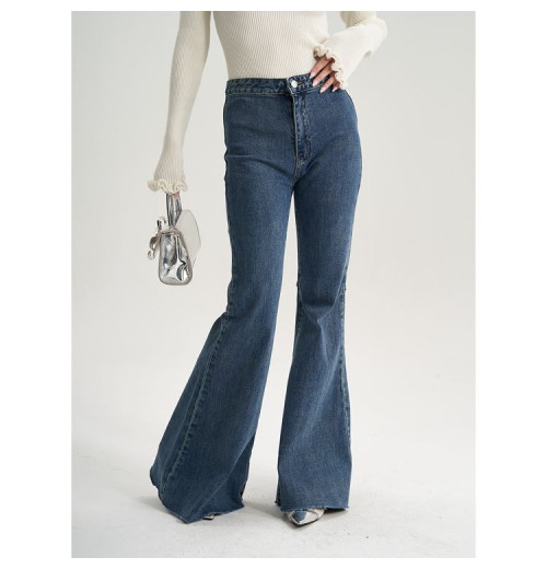 High-waisted Flared Jeans Horseshoe Retro Slim Slimming Hip-lift Lengthening Dragging trousers Spice Girls Women's Pants