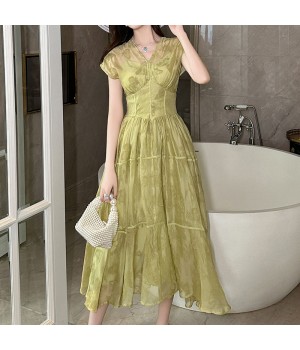 ZYHT 21273 Wholesale Women Dress Casual Summer Ladies Sexy Dress Corset New Butterfly Pattern Elegant Dresses