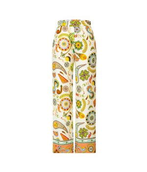 Custom Floral Paisley Pattern High Waist Trousers Women Straight Wide Leg Printed Pants