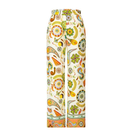 Custom Floral Paisley Pattern High Waist Trousers Women Straight Wide Leg Printed Pants