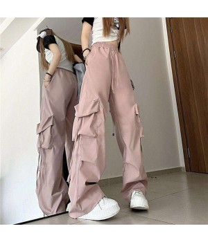 Loose-Fit Casual Solid Print Sweatpants with Elastic Waist and Customizable Logo Placement for Women