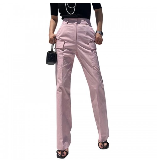 TWOTWINSTYLE Women's Pants Casual High Waist Minimalist Straight Pants For Ladies 2024New