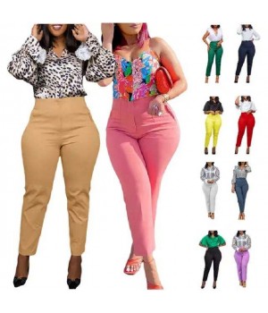 New Arrivals Women's Pants & Trousers Women High Waist Tight Solid Color Elegant Office Pants For Ladies