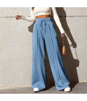 2024 Fall Winter Women Pants Custom Solid Color Drawstring Waist Bottoms Fashion Casual StreetWear Sports Wide Leg Sweatpants