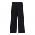 Full length zipper fly black color casual fashion women's pants trousers