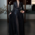 Elegant Black Long Dress Summer Spring New Fashion Design Women Runway High Street Lace V-Neck Sequined Spliced Party