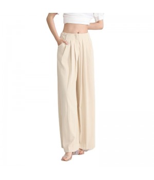 TWOTWINSTYLE Women's Pants High Waist Pleated Casual Wide Leg Pants For Ladies 2022 New