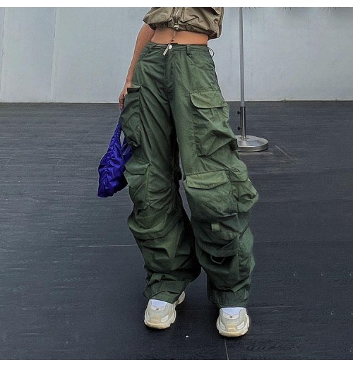 2025 Newest Streetwear Fall Winter Fashion Vintage Unique Casual Baggy Pocket Loose Straight Cargo Women's Pants & Trousers