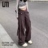 Liu Ming 2024 New Spring Autumn Women Fashion Streetwear Vintage Casual Loose Straight Pants High Waist Trousers