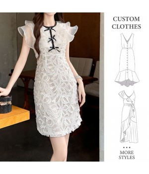 ZYHT 9655 Wholesale Korean Style Puffy Short Casual Summer White Dresses Lady Elegant Sexy Dresses Lace for Women