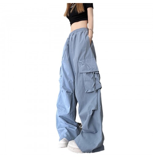 Plus Size Women's Beige Baggy Wide Leg Sweatpants Casual Hippie Joggers Trousers Drawstring Closure Streetwear Hip Hop Style