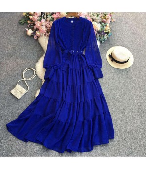 women Dresses clothing New Design Solid Color Long Sleeve Maxi Dress women Casual Dress