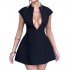 New Arrival Women's Elegant A-Line Mini Dress V-Neck Short Sleeves Summer Dresses Fashion Party Sexy Solid Dress