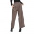 TWOTWINSTYLE New Style Patchwork Folds Straight High Waist Plaid Women'S Pants Trousers