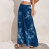 Women's Custom Polynesian Print Palazzo Pants - Wide Leg Ladies' Baggy Trousers with Waist Logo Placement