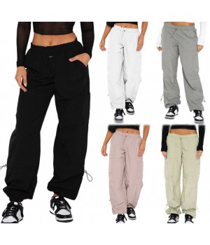 Cargo Pants Custom Women's Pants & Trousers Cargo Streetwear Fashion Solid Color Loose Lace Up Pant