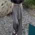 Cotton Wide Leg Drape Pants with Asymmetric Straps and High Waist Design