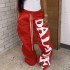 Vintage Chic Streetwear Elastic Waist Drawstring Hip Hop Pants for Women