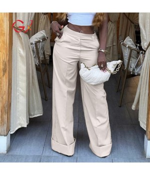 GX242H New Trendy Ladies Personalized Casual Pant Women's Trouser High Waist Casual Cargo Pants