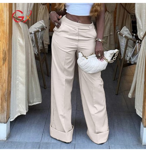 GX242H New Trendy Ladies Personalized Casual Pant Women's Trouser High Waist Casual Cargo Pants