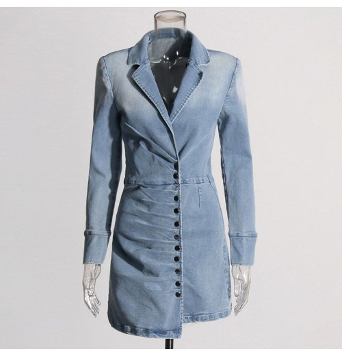 TWOTWINSTYLE Wholesale Denim Dresses Women Cloth New Fashion Sexy Casual Dresses Lady Elegant